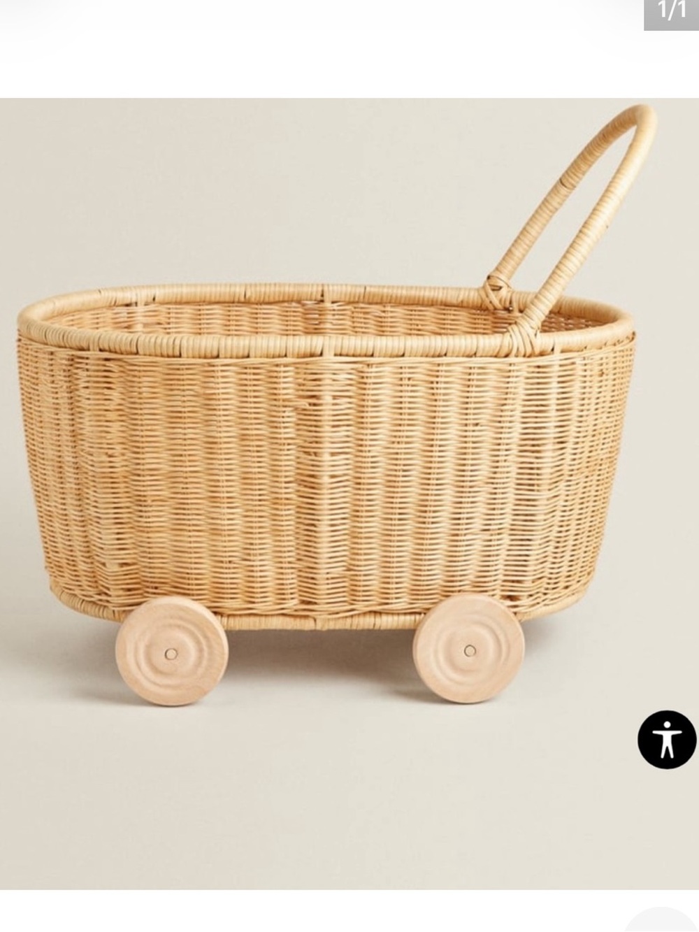 Zara Natural Wicker Doll Pram in Light Beige